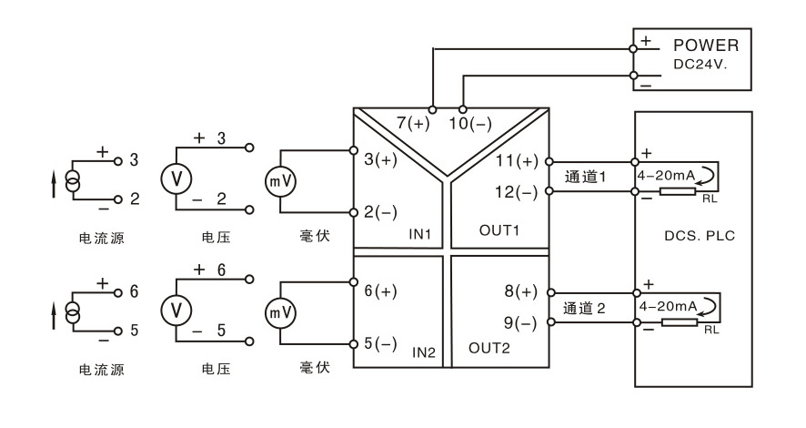 信號隔離器與變送器接線(xiàn)圖-電流電壓信號隔離器接線(xiàn)圖